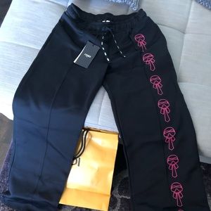 Black Fendi track pants